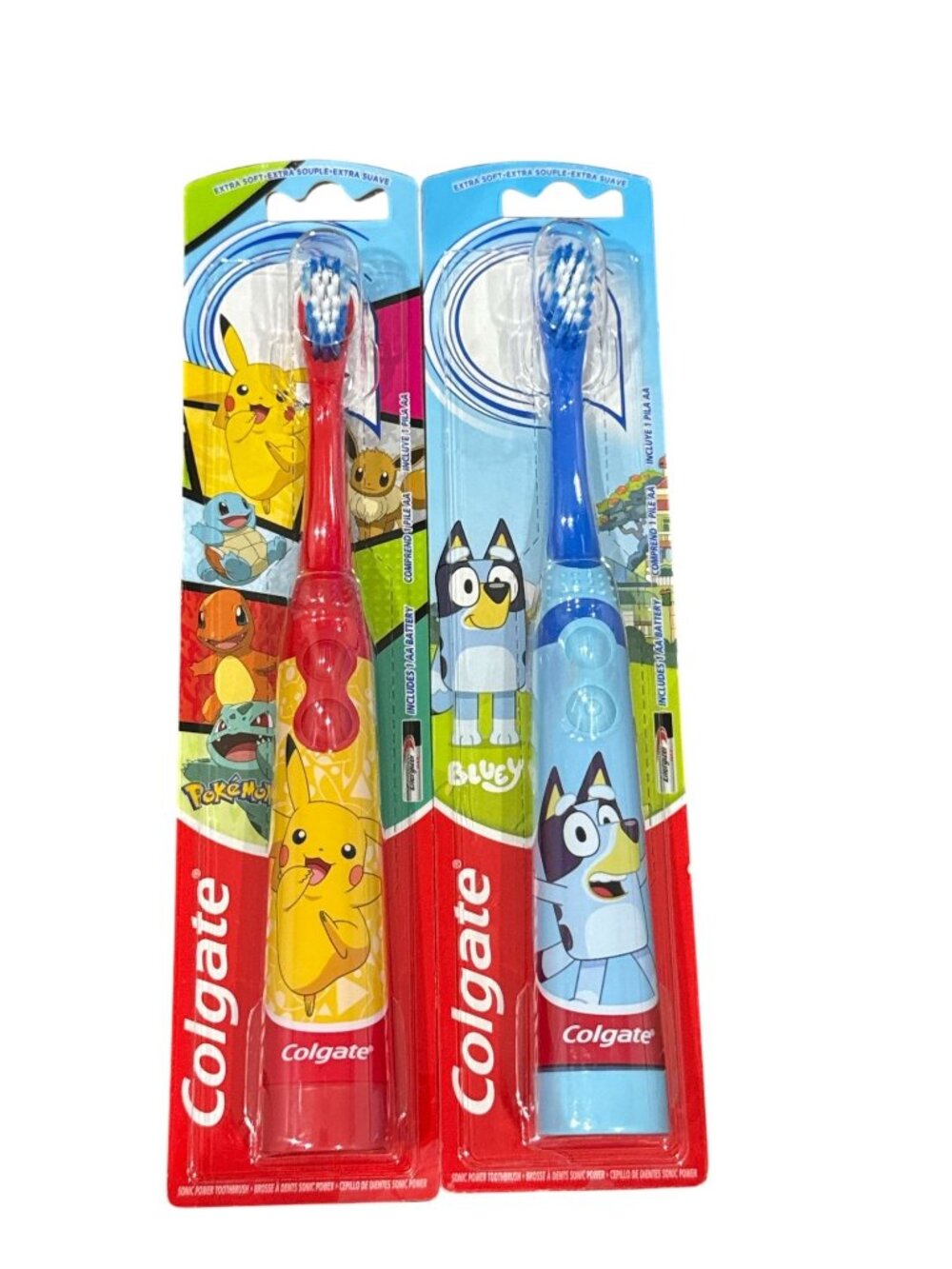Colgate Sonic Powered Kids Toothbrushes Pokemon & Bluey Designs Extra Soft 2-Pac